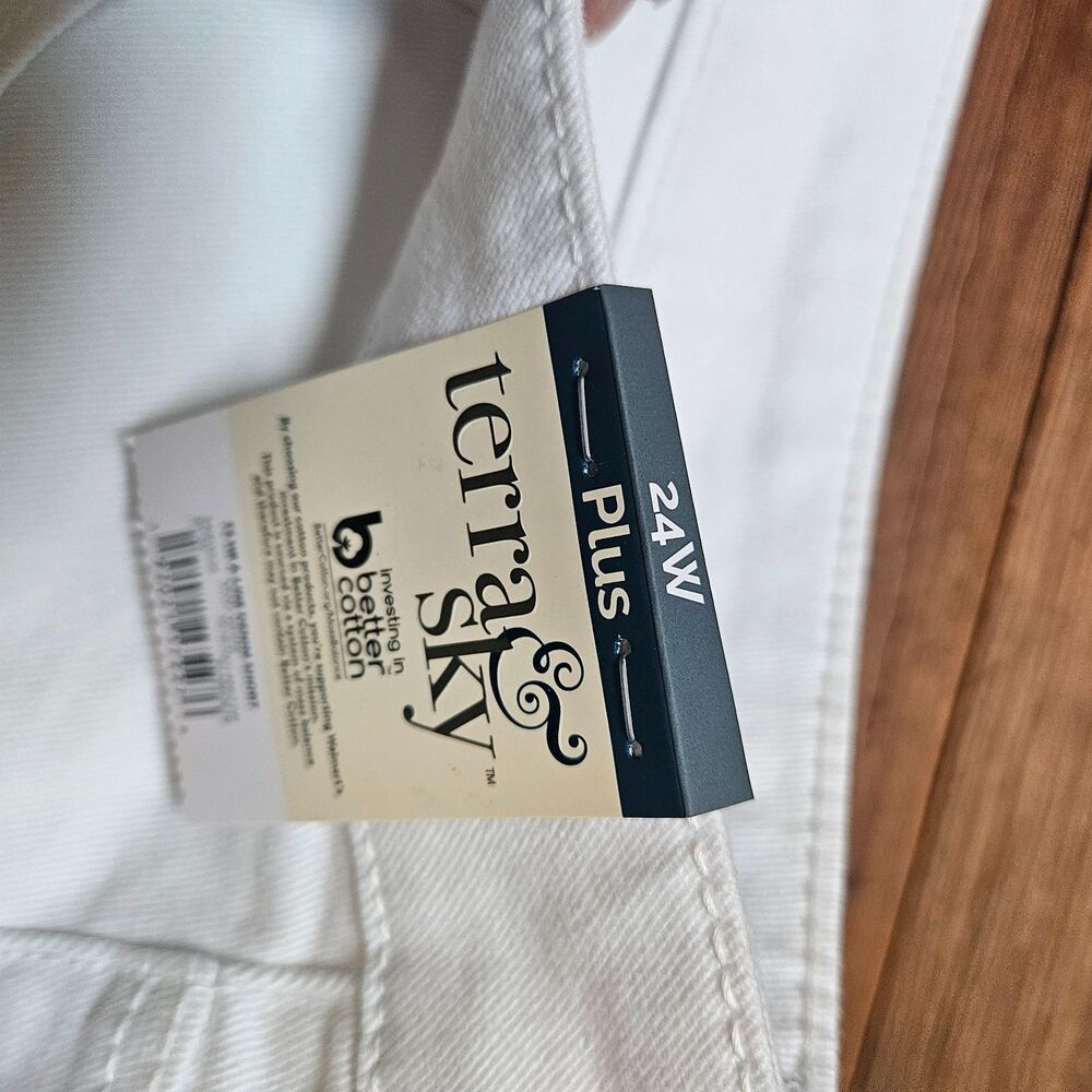 NWT Terra & Sky White Denim Shorts Women Sz 24W 5" Inseam Summer Vacation Beach - Picture 9 of 11